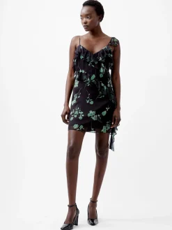French Connection Party Dresses-Alessandra Recycled Crinkle Ruffle Mini Dress