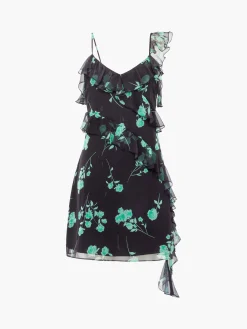 French Connection Party Dresses-Alessandra Recycled Crinkle Ruffle Mini Dress