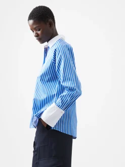 French Connection Tops|Shirts-Alexis Cotton Striped Detail Shirt