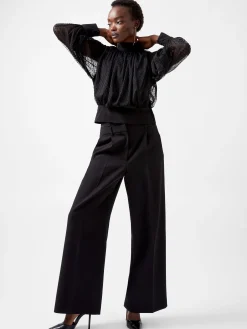 French Connection Tops-Alice Dobby Chiffon Mix Long Sleeve Top