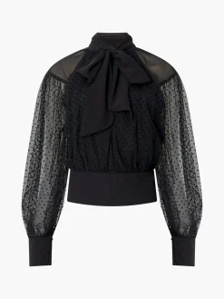 French Connection Tops-Alice Dobby Chiffon Mix Long Sleeve Top