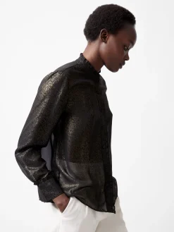 French Connection Tops|Jeans & A Nice Top-Alina Foil Georgette Frill Long Sleeve Top