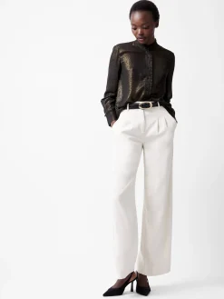 French Connection Tops|Jeans & A Nice Top-Alina Foil Georgette Frill Long Sleeve Top