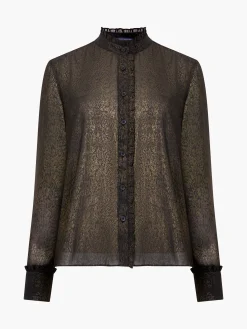 French Connection Tops|Jeans & A Nice Top-Alina Foil Georgette Frill Long Sleeve Top