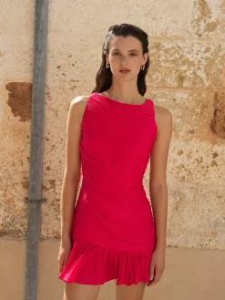 French Connection Party Dresses-Althea Satin Ruched Mini Dress