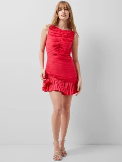French Connection Party Dresses-Althea Satin Ruched Mini Dress
