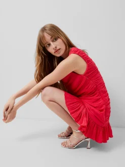 French Connection Party Dresses-Althea Satin Ruched Mini Dress