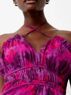 French Connection Party Dresses-Arla Hallie Crinkle Halterneck Dress