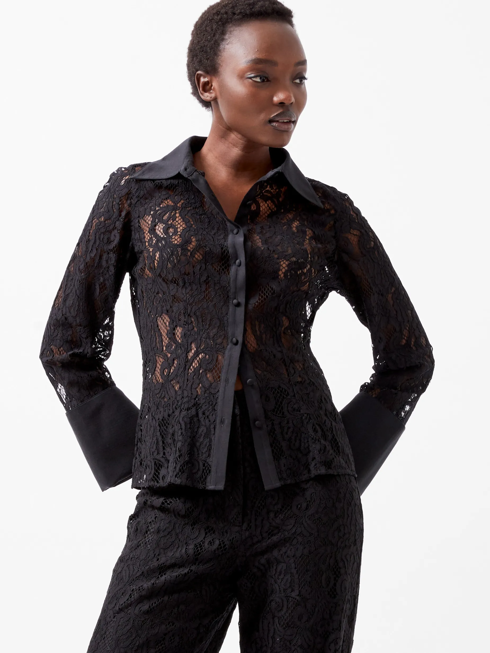 French Connection Tops|Shirts-Asura Lace Long Sleeve Shirt