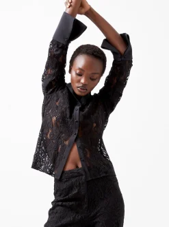 French Connection Tops|Shirts-Asura Lace Long Sleeve Shirt