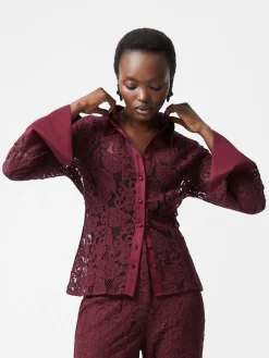 French Connection Tops|Shirts-Asura Lace Long Sleeve Shirt