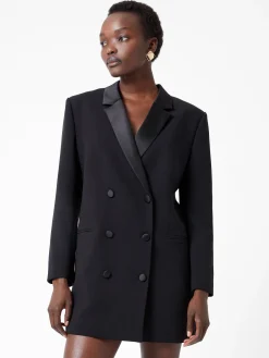 French Connection Dresses|Mini Dresses-Azra Carey Satin Collar Mini Blazer Dress