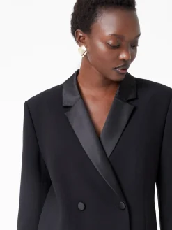 French Connection Dresses|Mini Dresses-Azra Carey Satin Collar Mini Blazer Dress