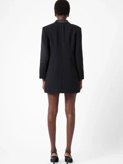 French Connection Dresses|Mini Dresses-Azra Carey Satin Collar Mini Blazer Dress