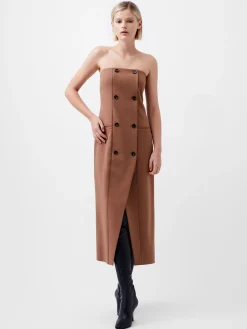 French Connection Dresses|Midi Dresses-Azra Twill Bandeau Midi Dress