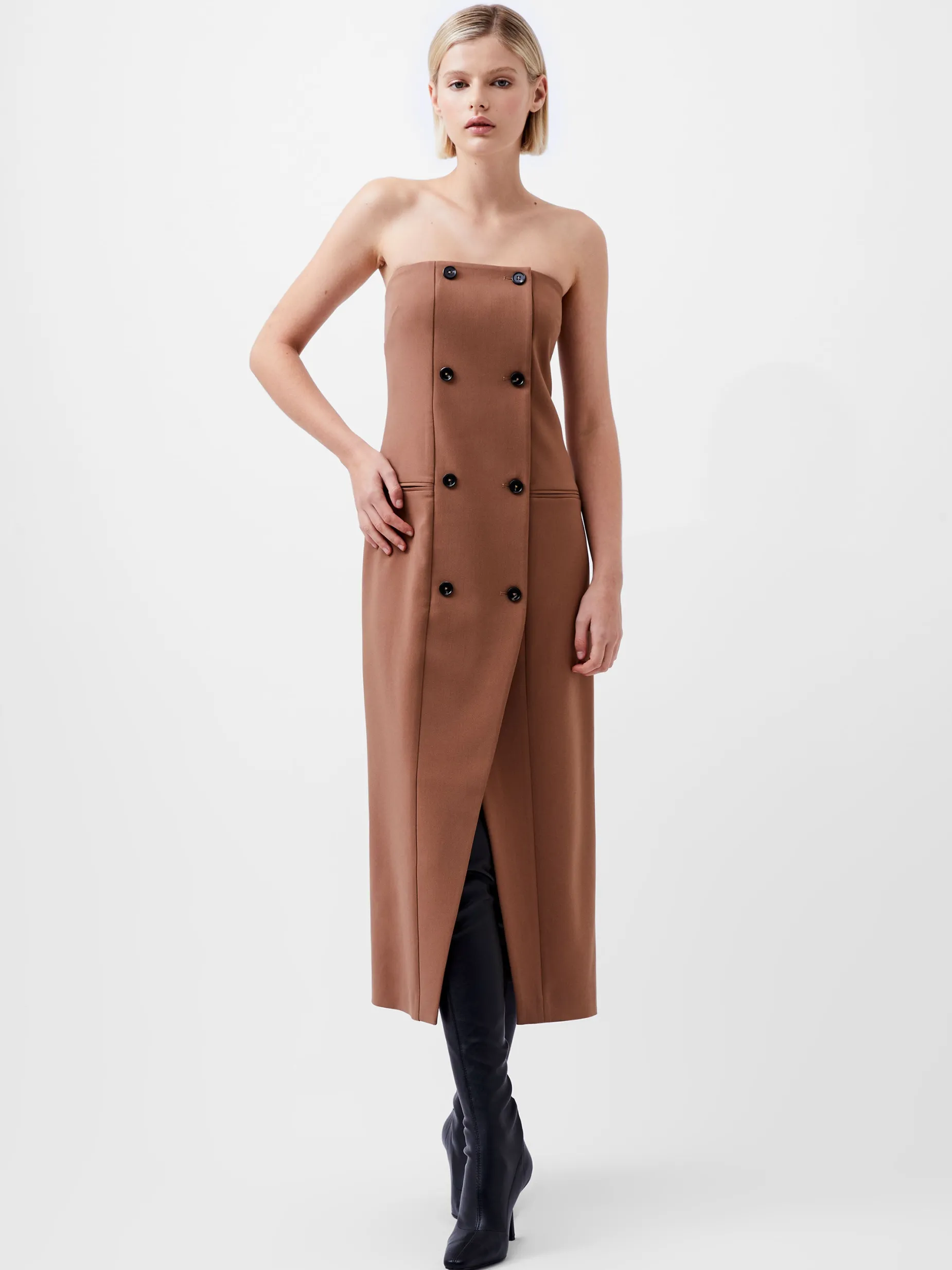 French Connection Dresses|Midi Dresses-Azra Twill Bandeau Midi Dress