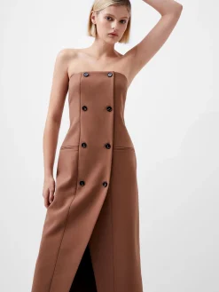 French Connection Dresses|Midi Dresses-Azra Twill Bandeau Midi Dress
