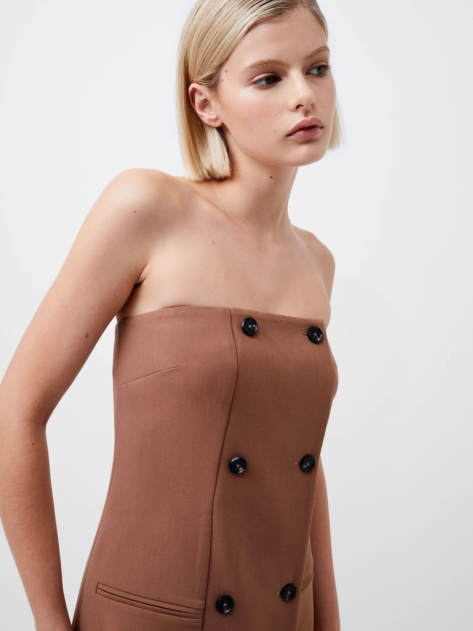 French Connection Dresses|Midi Dresses-Azra Twill Bandeau Midi Dress