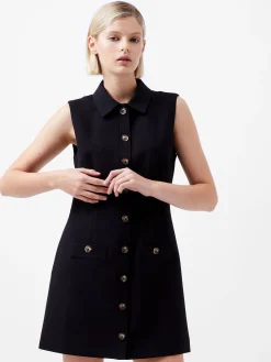 French Connection Dresses|Mini Dresses-Azra Twill Sleeveless Button Mini Dress