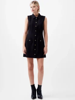 French Connection Dresses|Mini Dresses-Azra Twill Sleeveless Button Mini Dress
