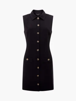 French Connection Dresses|Mini Dresses-Azra Twill Sleeveless Button Mini Dress