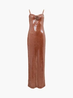 French Connection Dresses|Maxi Dresses-Beatrice Sequin Strappy Corsage Maxi Dress