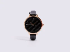 Women French Connection Jewellery|Jewellery-Leather Strap Watch with Glitter Dial