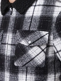 French Connection Coats & Jackets-Borg Collar Checked Jacket