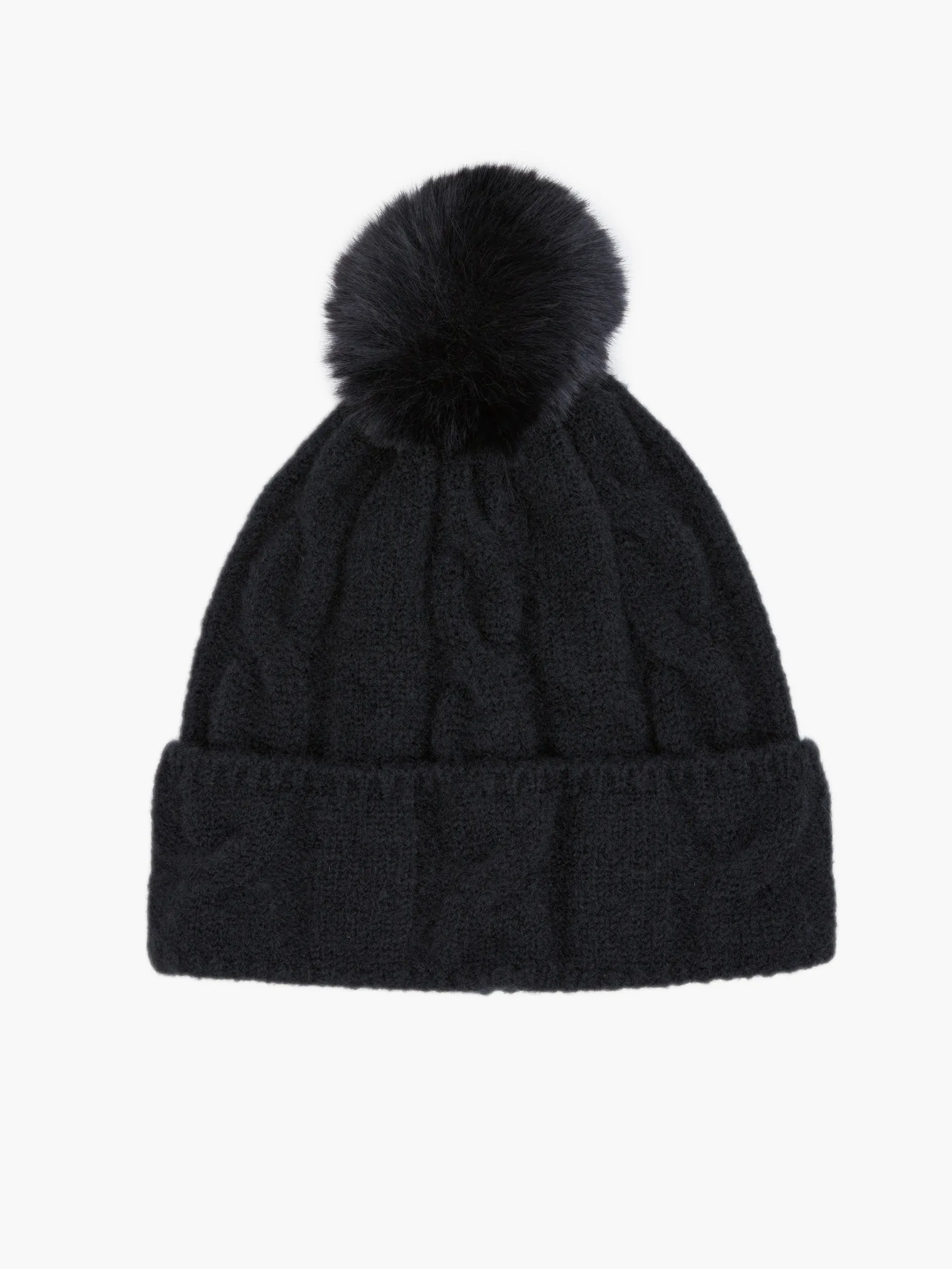 French Connection Hats-Cable Knit Pom-Pom Beanie