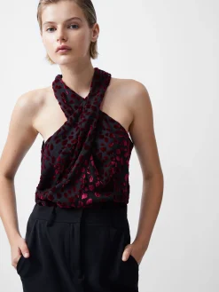 French Connection Tops|Jeans & A Nice Top-Cadie Devore Halterneck Top