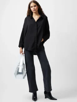 French Connection Tops|Shirts-Caprina Recycled Crepe Long Sleeve Button Shirt