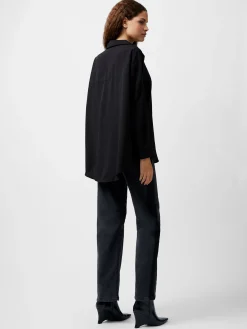 French Connection Tops|Shirts-Caprina Recycled Crepe Long Sleeve Button Shirt