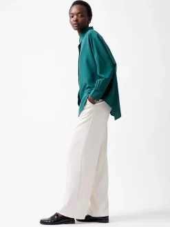 French Connection Tops|Shirts-Caprina Recycled Crepe Long Sleeve Button Shirt