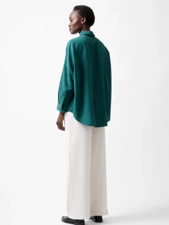 French Connection Tops|Shirts-Caprina Recycled Crepe Long Sleeve Button Shirt