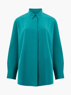 French Connection Tops|Shirts-Caprina Recycled Crepe Long Sleeve Button Shirt