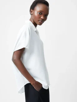 French Connection Tops|Shirts-Caprina Recycled Crepe Short Sleeve Button Shirt