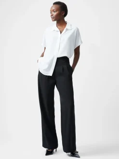 French Connection Tops|Shirts-Caprina Recycled Crepe Short Sleeve Button Shirt