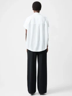 French Connection Tops|Shirts-Caprina Recycled Crepe Short Sleeve Button Shirt