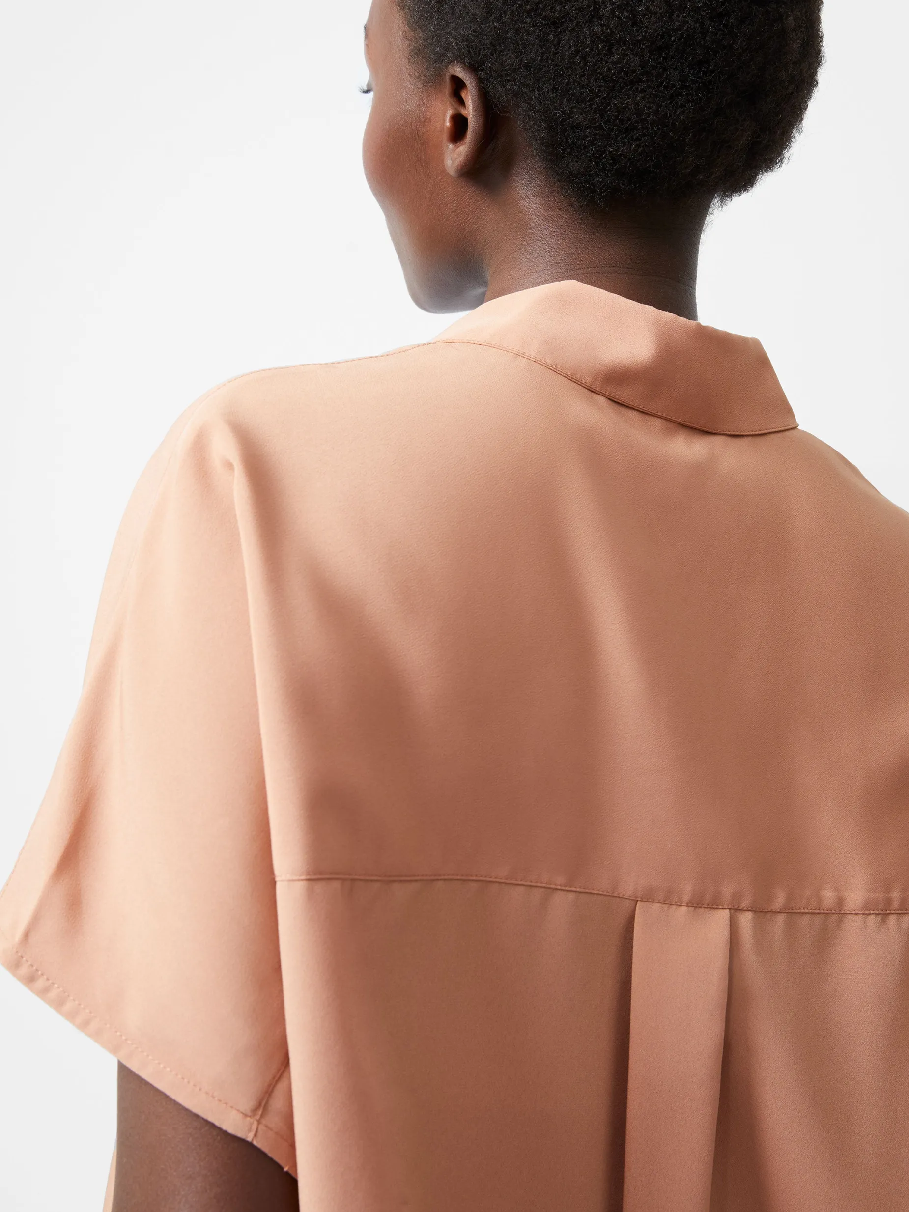 French Connection Tops|Shirts-Caprina Recycled Crepe Short Sleeve Button Shirt