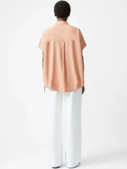 French Connection Tops|Shirts-Caprina Recycled Crepe Short Sleeve Button Shirt