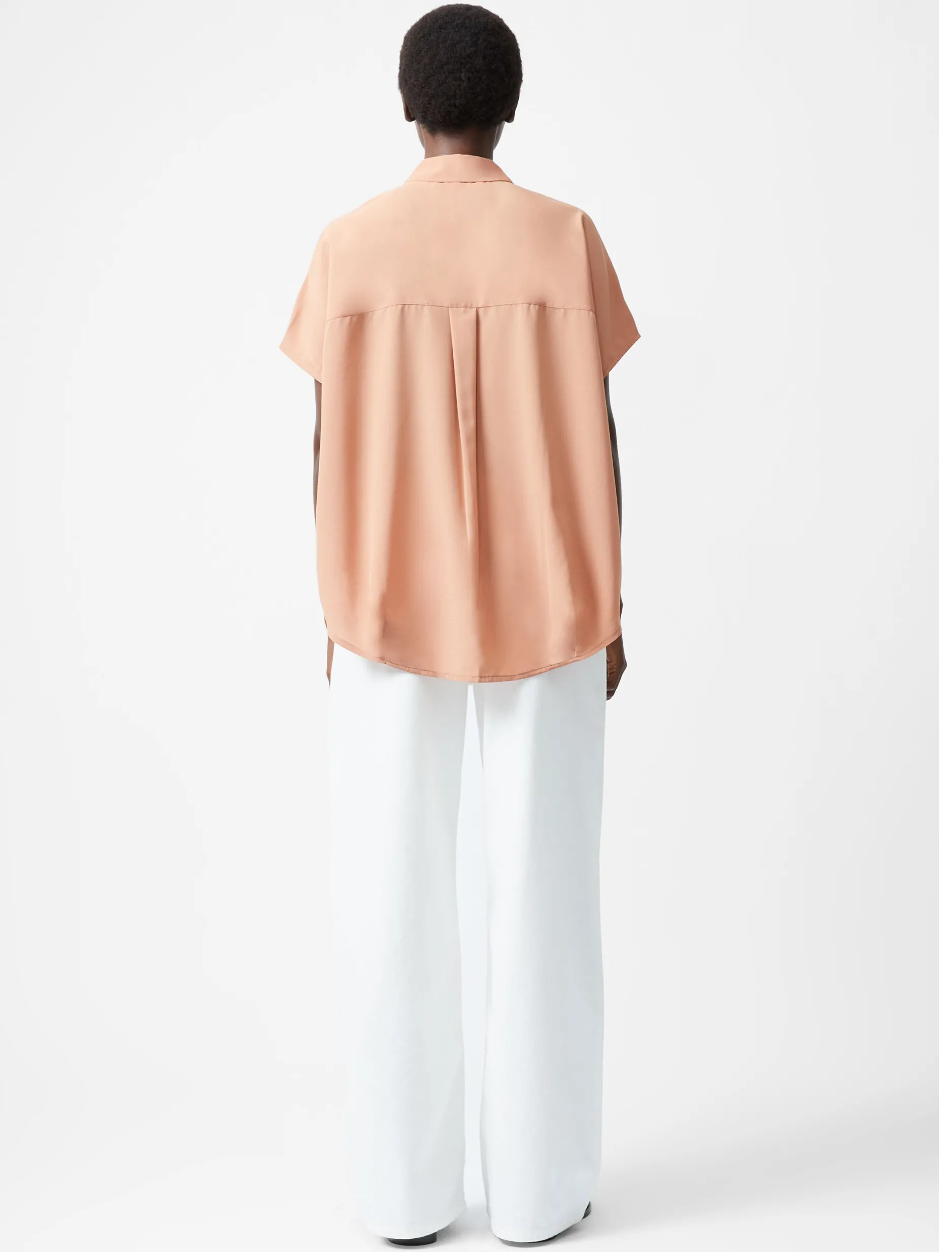 French Connection Tops|Shirts-Caprina Recycled Crepe Short Sleeve Button Shirt