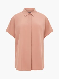 French Connection Tops|Shirts-Caprina Recycled Crepe Short Sleeve Button Shirt