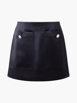 French Connection Skirts & Shorts|Skirts-Carey Satin Embellished Pocket Mini Skirt