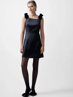 French Connection Dresses|Mini Dresses-Carey Velvet Bow Straps Satin Mini Dress