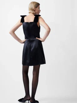 French Connection Dresses|Mini Dresses-Carey Velvet Bow Straps Satin Mini Dress