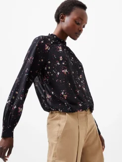 French Connection Tops-Carina Georgette Frill High Neck Top