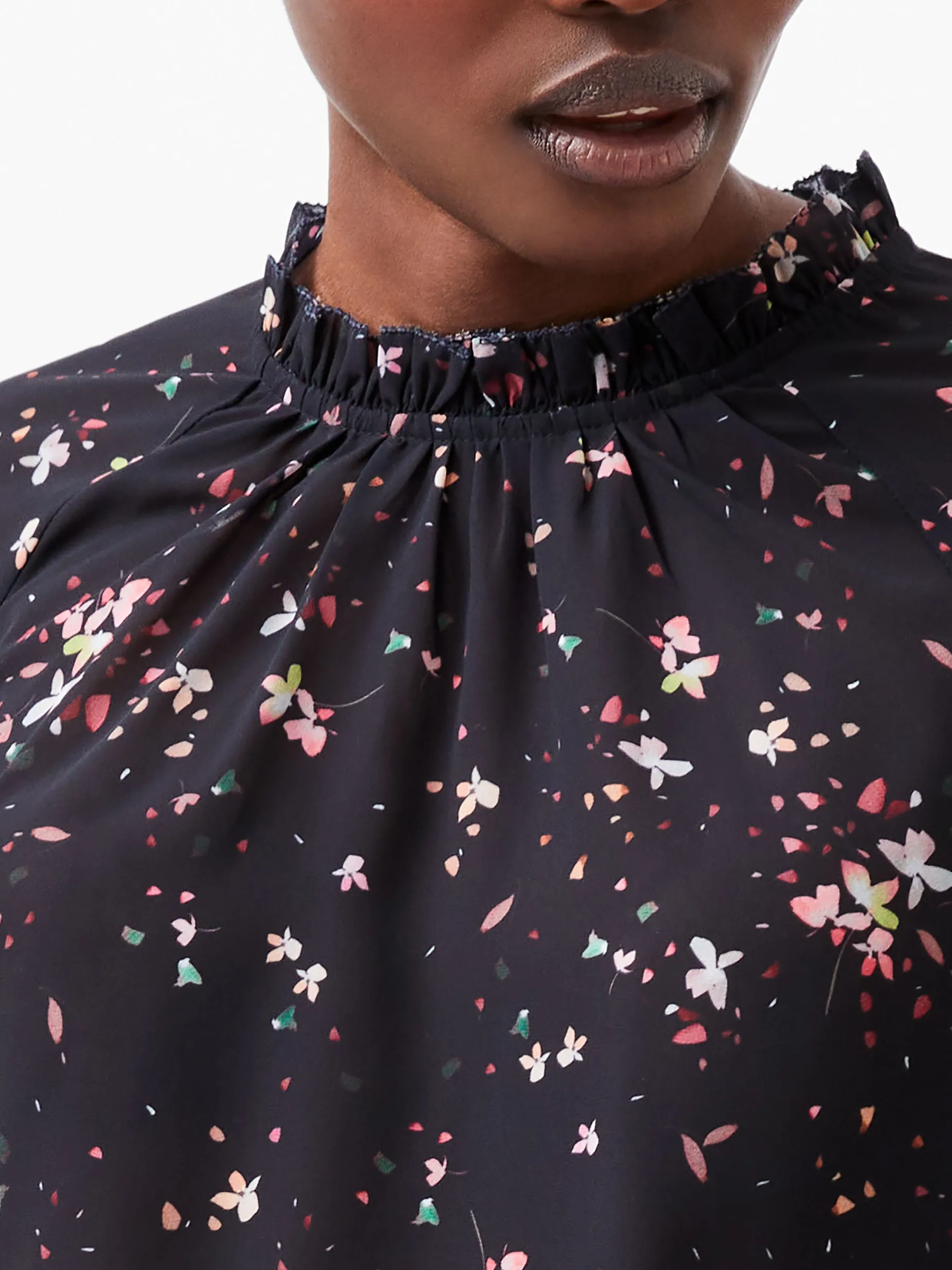 French Connection Tops-Carina Georgette Frill High Neck Top