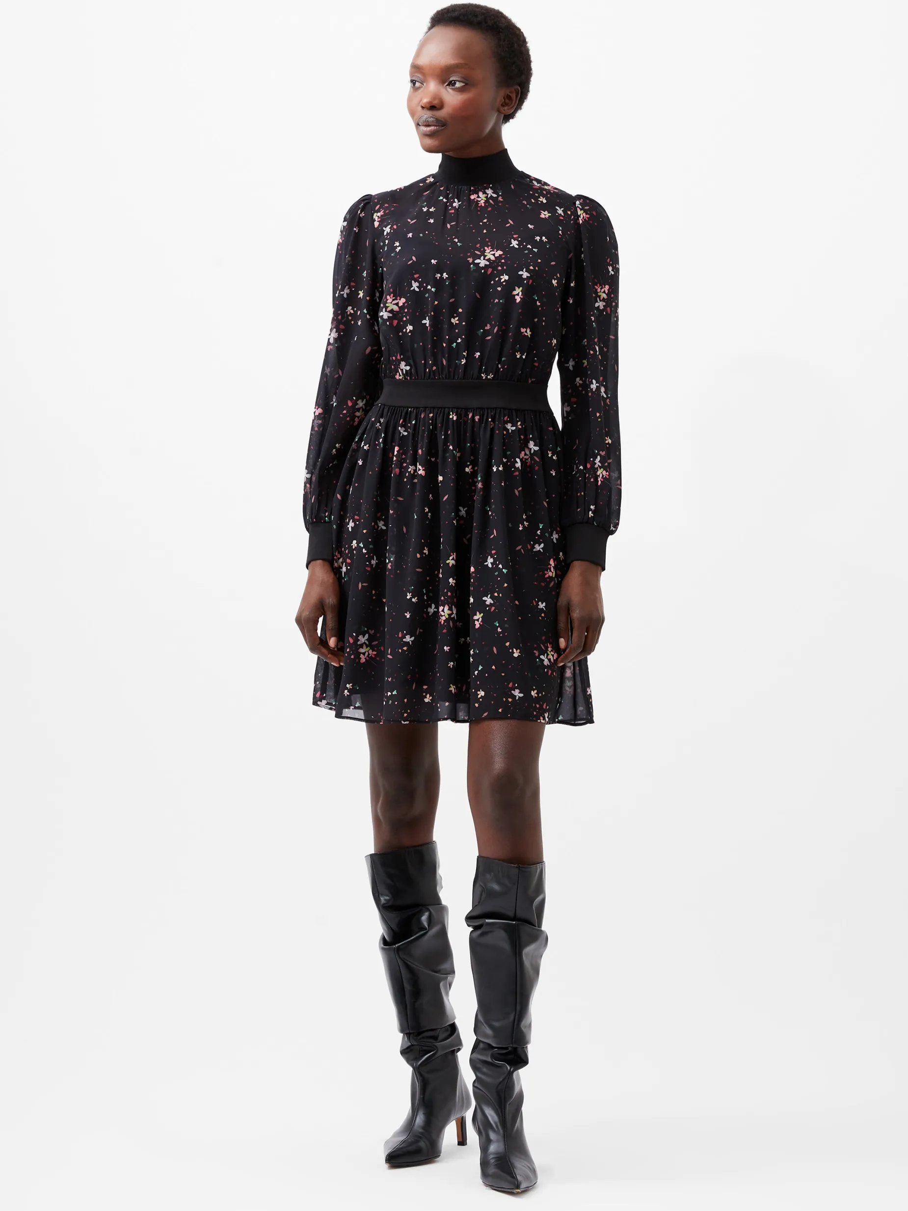 French Connection Dresses|Mini Dresses-Carina Georgette High Neck Mini Dress