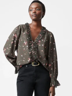 French Connection Tops-Carina Recycled Abeny Crepe Ruffle Top