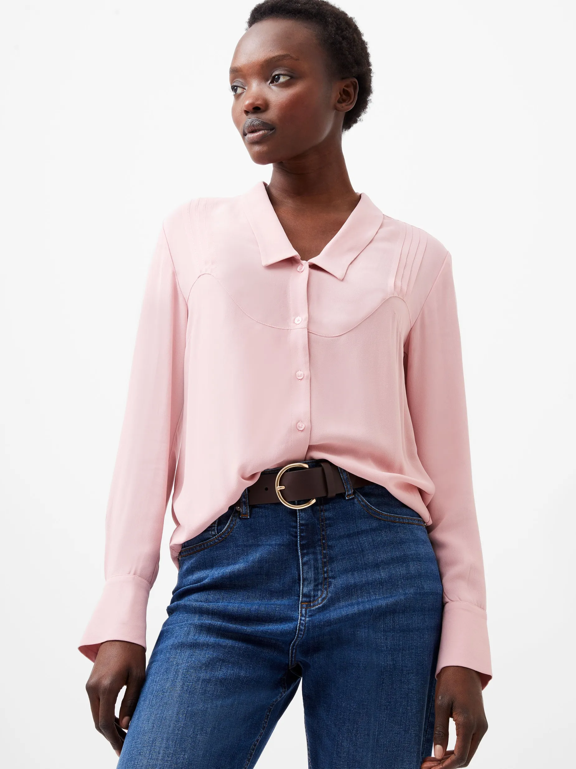 French Connection Tops|Shirts-Cecile Crepe Pin Tucks Shirt